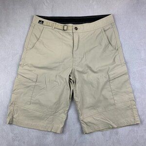 Prana Mens Shorts Large Beige Cargo Zion Belted 12" Inseam Outdoor Hiking UPF